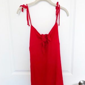 Red Slip Dress- Tie Top & Front